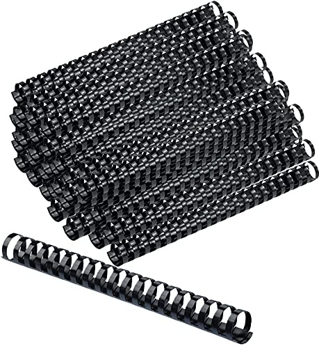 PERFORMORE Binding Combs - 100 Pack, 3/4 Diameter, 10.75 Overall Length, Black Plastic Binding Spines, 19 Rings, 150 Sheet Capacity - Ideal for Business, School & Office