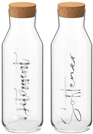 Print Maniacs CORKED GLASS JAR 500ml or 1 Litre Storage Bottle Reuseable Jar Laundry Mrs Hinch Storage Jar (Silver, 1 x 500ml)