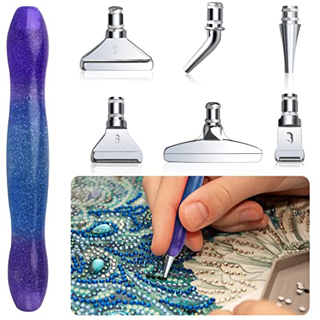 Yuehuabao DIY Diamant Malerei Stift Zubehör und Werkzeuge, Sternenklarer Himmel Harzstift 5D Diamant Malerei Stift Punkt Bohrer Diamant Pen Metal Pen Tip für Diamantmalerei Nagelwerkzeug Stickerei