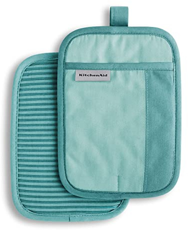 KitchenAid Beacon Two-Tone Pot Holder 2-Pack Set, 7x10, Aqua Sky