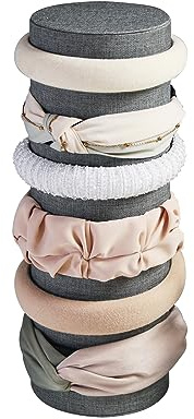 Justsoso Organizador de terciopelo para diadema, exhibición de soporte de banda para el pelo, accesorios de almacenamiento de joyas para niñas dormitorio escritorio (lino gris)