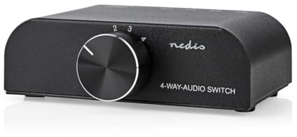 Nedis Audio-Umschalter ASWI2424AT – 4-Port – 3,5 mm & Cinch Eingänge – Cinch Ausgang – Manuell – Metall – Anthrazit