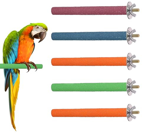 5 Pcs Parrot Perches - Budgie & Cockatiel Perches - Wooden Paw Grinding Stick Stand for Bird Cage - 20cm (S)