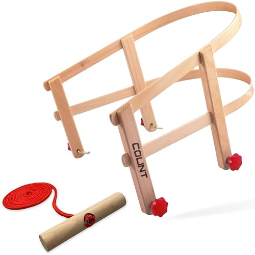 Explorer Colint Holz Lehne und 150cm Leine für Schlitten Rückenlehne universal mit FSC Holzgriff für Kinder ab 1 Jahr und Erwachsene für Davos und Hörner Vollholz Schlittenlehne in Rot
