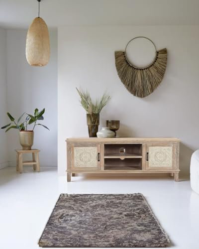 UNIQKA Mala - Meuble TV en manguier Massif sculpté 140 cm