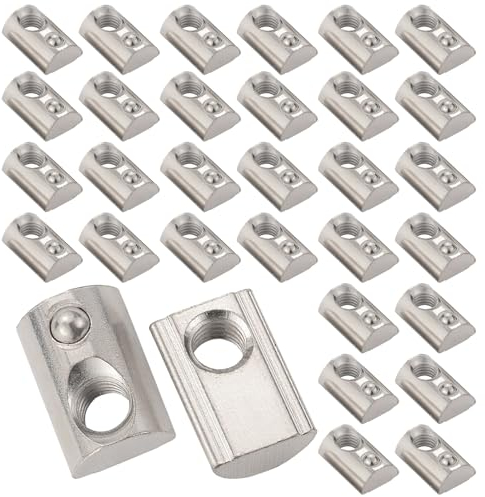 ADERTOS 45 Stück T Nutenstein M8 Nutsteine mit Kugel für Aluprofil Kohlenstoffstahl M8 T Nuten Stein Europäische Standard 40 Serie Gleitmutter Federkugel Hammermutter Hammerkopfmutter für 40 Profil