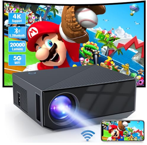 ZDK Proiettore 5G WiFi Modello 2024 Full HD 1080P Proiettore 20.000 lumen Home Cinema Compatibile con Smartphone/TV Stick/TV Box, GC05A-HPFR-V07