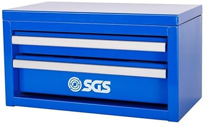 SGS Blue Mini Tool Box, 2 Smooth Drawers, Aluminium, Sleek Blue Coated 27.5cmx15cmx15cm, Fun Novelty Gift