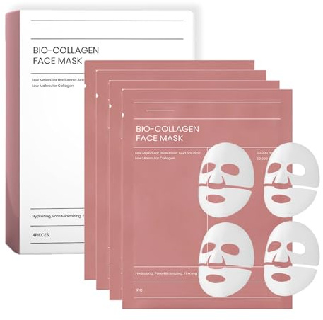 ChicNana Bio Collagen Face Mask, Bio Face Mask, Collagen Real Deep Overnight Masks, Korean Skincare, Face Skincare, Hydrating, Sheet Overnight Beauty (4pcs)