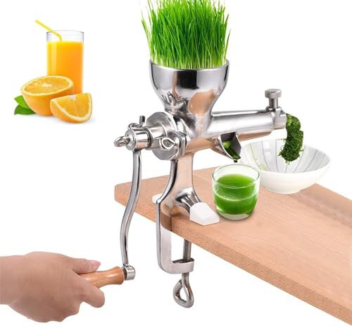 LHQYA Manueller Weizengras-Entsafter, Manuelle Weizengraspresse Aus Edelstahl Mit Silikonkissen, Separates Design/Einlassdurchmesser: 9 cm/Verbesserung Der Saftextraktionseffizienz, Für Weizengras