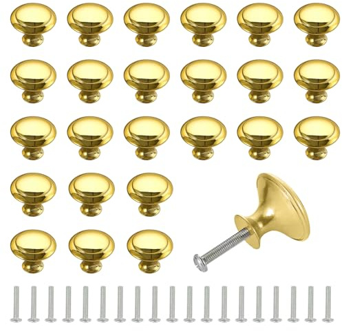 oupados Lot de 25 boutons de tiroir ronds de 30 mm poignées dorées bouton