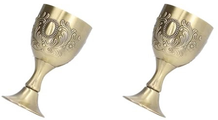 TOPINCN Copa de Cáliz de Latón Macizo, Copa de Cáliz Romano Dorado de Latón Macizo del Rey Arturo, Copa de Vino para Beber, Copas de Vino de Copa de Cáliz Vintage de Latón