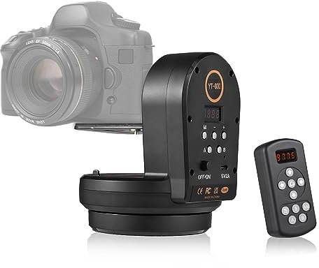 Motoriserad Roterande Panoramain Stativhuvud, Fjärrkontrollpannor med Fjärrkontroll, Pan -lutningskamerafäste för DSLR -kameror, Videokameror, Smartphones, Stativ