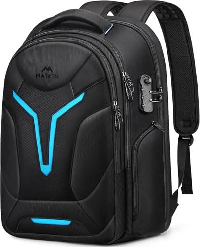 MATEIN 55L Gaming Backpack with Rain Cover, 18 Inch Waterproof Backpack with Well Padded Laptop Compartment, Lockable Large Computer Bags for Laptops and Gaming Accessories with Insulated Pocket
