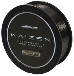 Korda Kaizen Mono Brown 20lb 1000m | Carp Fishing Line for Distance Casting or Close Range Snag Fishing | Strong Reliable Knots | Abrasion Resistant | Low Stretch | 0.40mm 20lb b.s | Code KDCM23