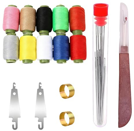 41 Pcs Stainless Steel Sewing Needles Set, Portable Sewing Tool Kit with Stainless Steel Needles Seam Ripper & Thimbles Multi-Purpose Sewing Accessories for Beginners Adults Home Repairs & Crafting