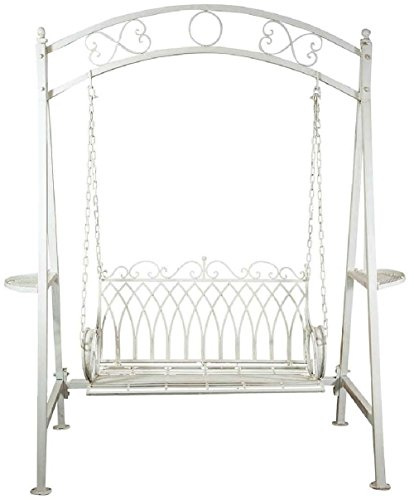 Biscottini Dondolo Altalena da Giardino 2 posti 220x198x100 cm - Panchina Divanetto in ferro - Panca Giardino per Esterno in ferro battuto anticato - Sedia a dondolo da Giardino Esterno