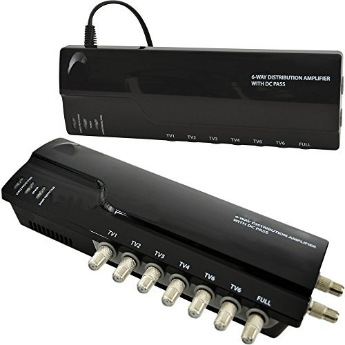 Loops 6 Way TV Aerial Distribution Amplifier–4G Amp Splitter Booster F-type Coaxial DC