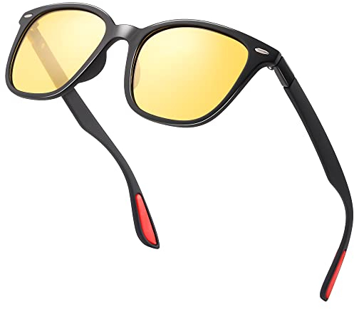 SIPHEW Lunettes De Conduite De Nuit Homme Femme, Lunettes Anti-phare Anti-éblouissement, Verres Polarisés Jaune Pour Vision Nocturne Et Jour Protection UV400