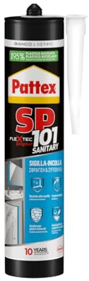 Pattex Polymer SP101 Sanitär Dichtmittel für Badezimmer und Sanitärkeramik, haftet auf feuchten Oberflächen, UV- und witterungsbeständig, weißer Dichtstoff, Kartusche 280 ml