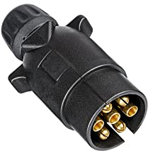 BEIJISTAR Prise Remorque 7 Broches, Selon ISO 1724, 12V Étanche Connecteur Prise Attelage Remorque 7 Broches Mâle, pour Caravane RV Voiture Bateau (Extrémité à Vis)