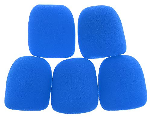 OriGlam 5pcs Thick Foam Mic Covers Handheld Microphone Windscreen, Washable Pop Filter Microphone Cover for KTV Performance (Blue)