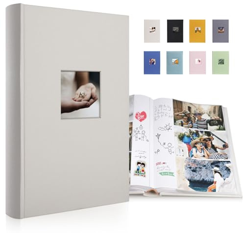 1DOT2 Photo Album 4x6 With Writing Space, Holds 300 Photos, Beige