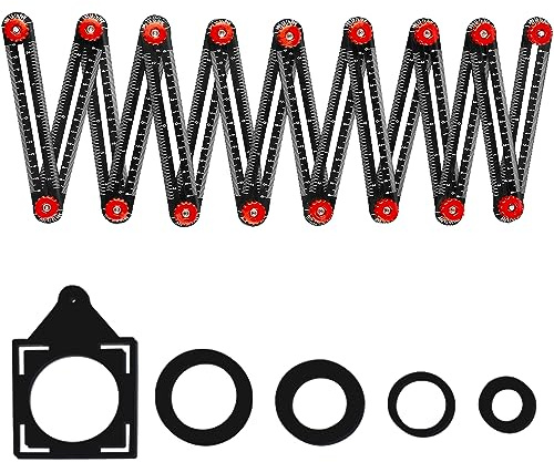 Q-Hillstar 16 Sided Multi Angle Measuring Ruler, Heavy-Duty Angle Finder Tool with Opening Locator, Aluminum Alloy Multi Angle Measuring Tool for Tiling, Roofing, Woodworking, DIY
