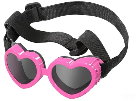 Cute Small Dog Heart Sunglasses Durable Windproof Eye Protection Pet Sunglasses Funny Sun-Proof Dog Goggles Anti-ultraviolet Pets Sunglasses for Cats or Small Dogs