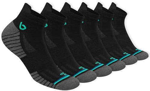 BAMBOS Chaussettes Bambou Ultra Douces Homme Femme Sport Running Courtes Basses, Lot de 6 Paires (Size EU 43-46, Noir)