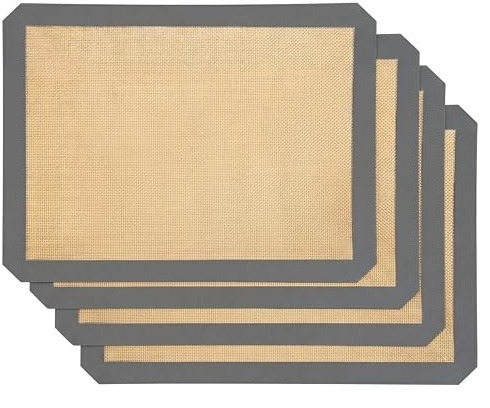 XSSDPDC 4-Pack Non-Stick Silicone Baking Mat, Food Safe Silicone Mats for Baking Cookies and Macarons - Silicone Baking Sheet（Gray）