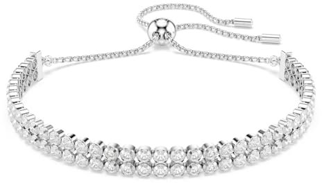 Swarovski Matrix Tennis Bracelet, White, Rhodium shiny