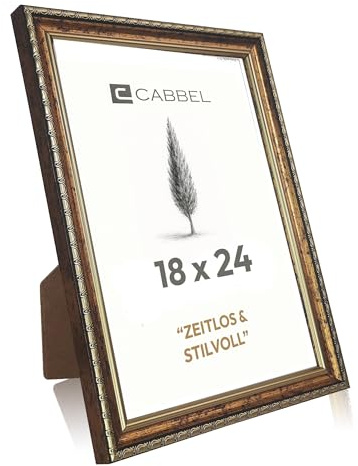 CABBEL CELI gyllene fotoram 18 x 24 cm - vintage barockram med okrossbart akrylglas, elegant dekorativ ram för foton och affischer