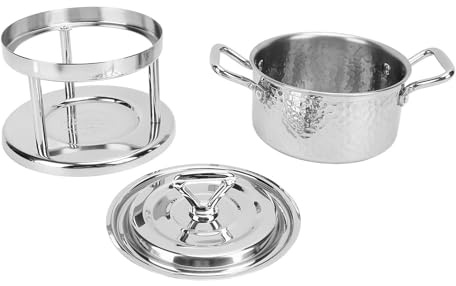 Fornello a fuoco singolo in acciaio inossidabile 304 Pentola scaldavivande individuale durevole con coperchio Design compatto per cucinare in dormitorio familiare da campeggio