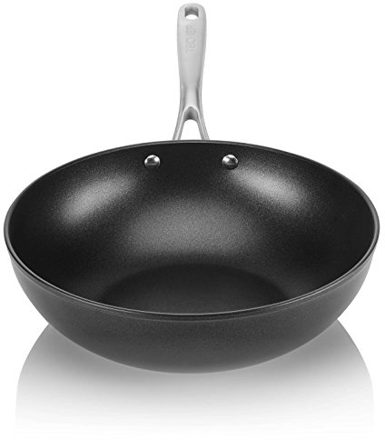 TECHEF - Onyx Collection, 12-Inch Nonstick Flat Bottom Wok/Stir-Fry Pan - PFOA Free, Dishwasher and Oven Safe, Made in Korea