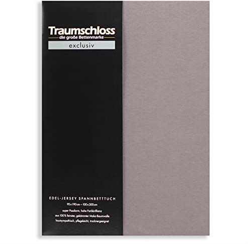 Traumschloss Spannbetttuch »Exclusiv« 100% Mako-Baumwolle | Edel-Jersey | hohe Farbbrillanz | grau | 90-100x200cm