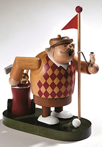 Rudolphs Schatzkiste Smoking Figure Golfer 19 cm Smoke Figure Smoking Man Figurine Incense Man ore Mountains