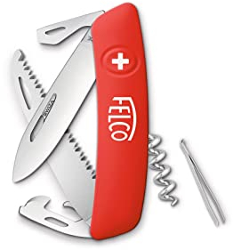 FELCO 505 Schweizer Taschenmesser, Klappmesser / Schnappmesser / Taschenwerkzeug mit 10 Funktionen, inkl. Korkenzieher und Säge, Robuste Klinge aus Edelstahl, Kratzfester Griff