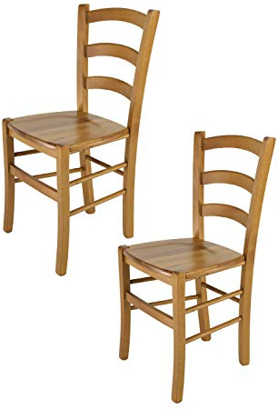 t m c s Tommychairs - 2er Set Stühle Venice für Küche und Esszimmer, Robuste Struktur aus lackiertem Buchenholz im Farbton Eichenholz und Sitzfläche aus Holz