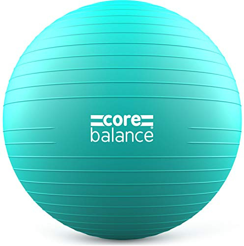 Core Balance Exercise Ball for Workouts, Anti-Burst and Slip Resistant, Swiss Yoga Ball for Pregnancy, Stability, Fitness and Physical Therapy, 4 Sizes, with Pump (29 / 75cm Teal)