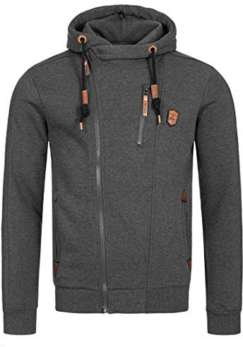 Indicode Herren Elm Kapuzensweatjacke | Herrenhoddie Hoodie Kapuzenpullover Männer Charcoal Mix, XL
