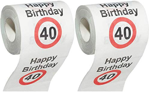 MIK funshopping Scherzartikel Deko Spaß-Toilettenpapier Runder Geburtstag lustiges Geschenk (40. Geburtstag - 2 Rollen)