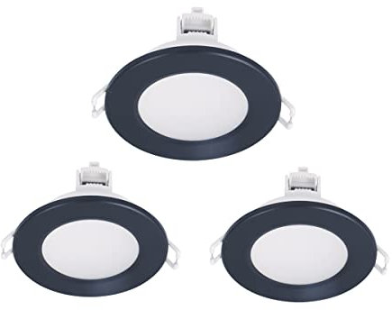 3 Spots Led Encastrables Pour Placoplatre, Dimmable Avec Gradateur Triac, 220V 5W 550 Lumen, Ø87mm X 37mm, Trou 70mm, Etanche IP65, Connecteur Rapide (Noir, Blanc froid 6500K)