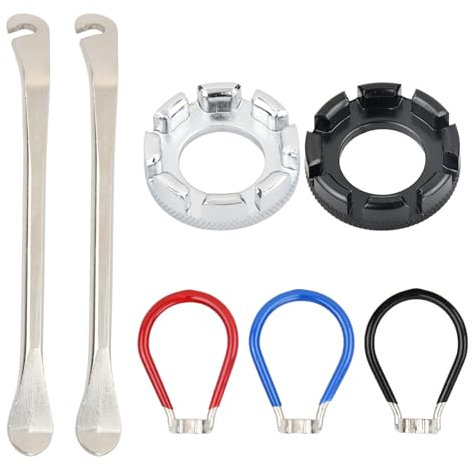 7 Pcs Juego de Tensores para Radio de Bicicleta, Juego de Llaves de Radios de Bicicleta, Herramienta de Reparación de Radios de Biciclet, Ajustador de Radios de Bicicleta, Calibre 10G-15G