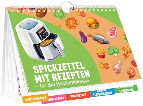 Nearockle Airfryer Accessori Ricette Checksheet per temperatura, durata, calore, quantità e tagli, libro di cucina magnetico, accessori per friggitrice ad aria calda, ricettario ad aria calda (con