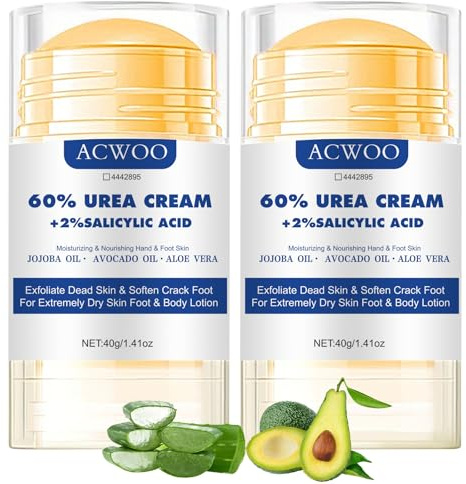 ACWOO Crema Piedi Urea 60%, 2PCS 40g Crema Talloni Screpolati, Crema per Piedi e Mani e Screpolati Rimozione e Ammorbidimento Dei Calli，Crema Idratante per Perpelli Screpolate, Spaccate e con Ragadi