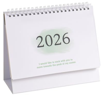 Fjqumitix Desk Calendar 2026 Standing Flip Desktop Calendar July 2025 to December 2026 8.3x7.6 Inch Twin-Wire Binding Portable Compact Design White Cardboard Stand Up Calendar (Green)