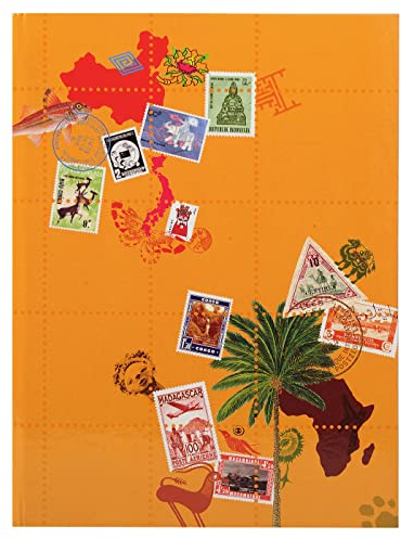 Exacompta 25634E Premium Briefmarken-Sammel-Album Globe Trotter mit 16 schwarzen Seiten Einsteckbuch für Ihr Hobby Briefmarkenalbum 1 Stück Zufallsfarbe