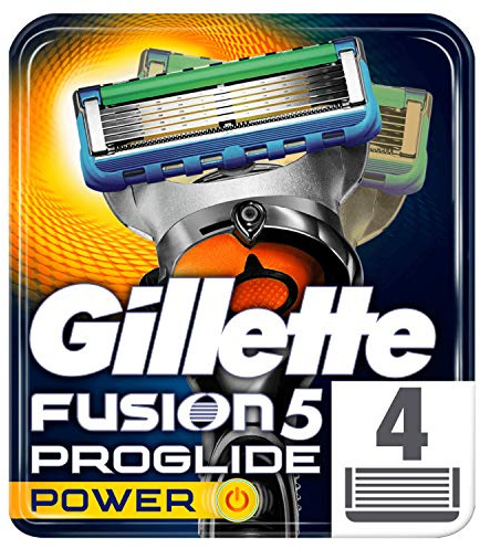 Gillette Fusion5 ProGlide Power Rasierklingen für Herren, 4 Ersatzklingen mit FlexBall-Technologie für Konturen