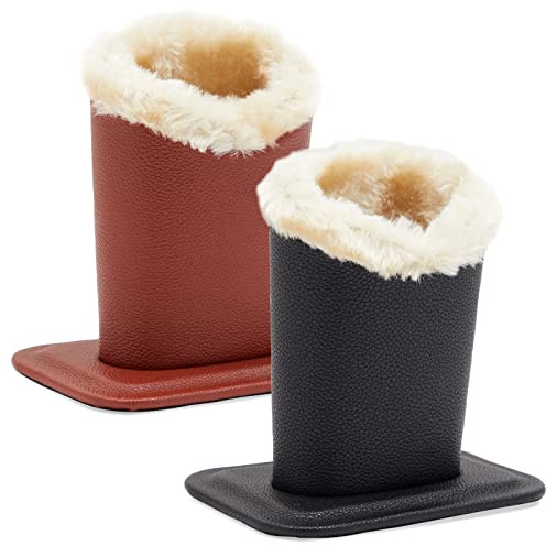 Juvale Glasses Case Stand Up - Pack of 2, Plush Lined Faux Leather, 4.5 x 4.7 x 3.2 in, Black & Brown - Desk Eyeglass Stand & Bedside Organizer - Upright Eyeglass Storage